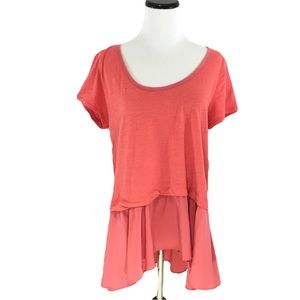 Anthropologie Coral Layered Hi-Low Top